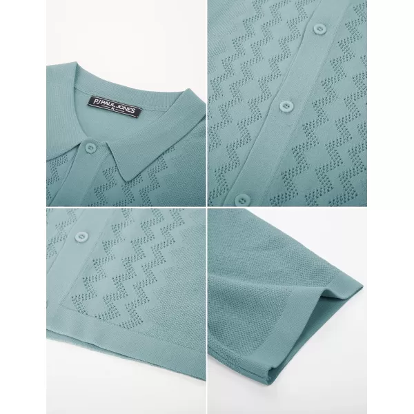 PJ PAUL JONES Men's Polo Shirts Breathable Knit Shirt Vintage Knitted Shirt Short Sleeve Hollowed Out Clothing