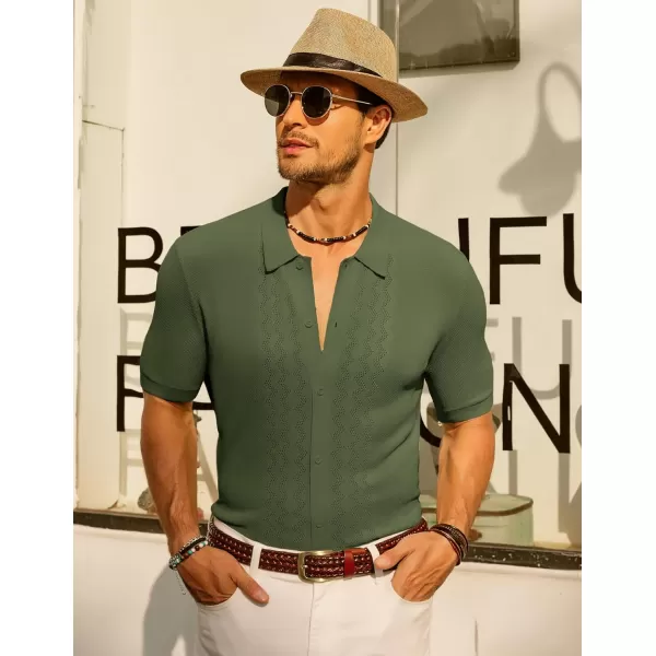 PJ PAUL JONES Men's Polo Shirts Breathable Knit Shirt Vintage Knitted Shirt Short Sleeve Hollowed Out Clothing