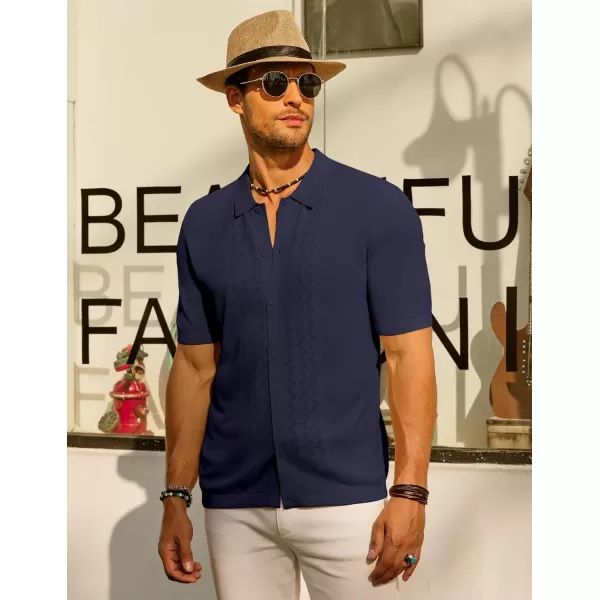 PJ PAUL JONES Men's Polo Shirts Breathable Knit Shirt Vintage Knitted Shirt Short Sleeve Hollowed Out Clothing