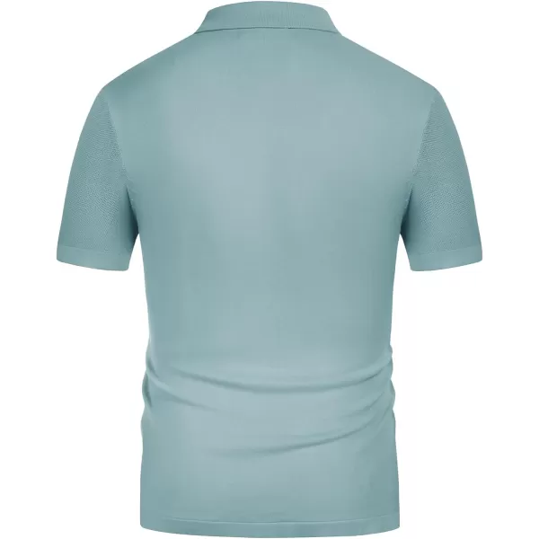 PJ PAUL JONES Men's Polo Shirts Breathable Knit Shirt Vintage Knitted Shirt Short Sleeve Hollowed Out Clothing
