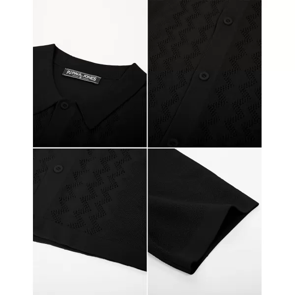 PJ PAUL JONES Men's Polo Shirts Breathable Knit Shirt Vintage Knitted Shirt Short Sleeve Hollowed Out Clothing