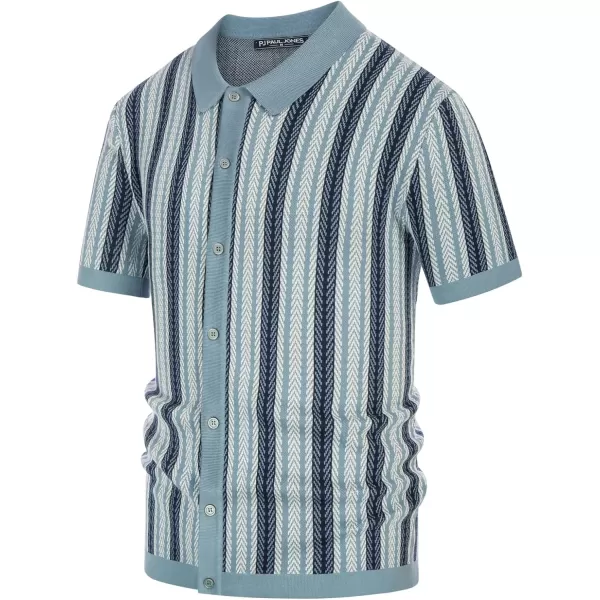 PJ PAUL JONES Men's Polo Shirts Retro Knit Shirt Vintage Striped Shirt