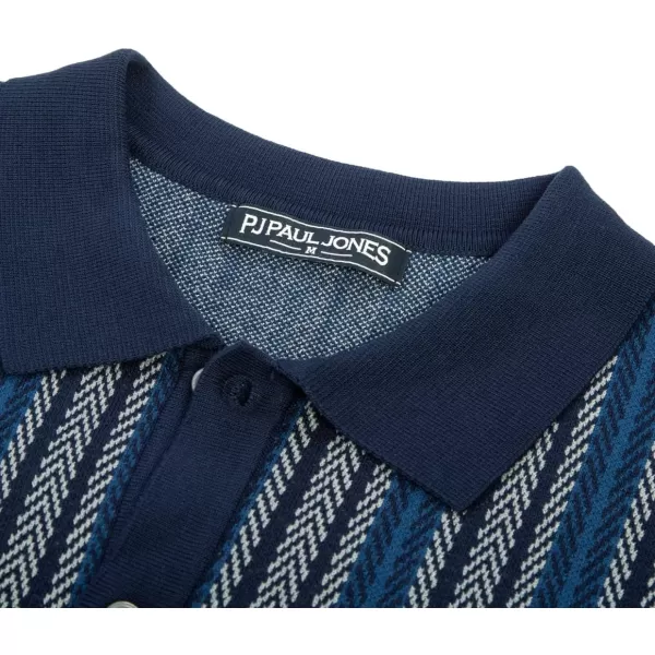 PJ PAUL JONES Men's Polo Shirts Retro Knit Shirt Vintage Striped Shirt