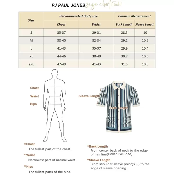 PJ PAUL JONES Men's Polo Shirts Retro Knit Shirt Vintage Striped Shirt