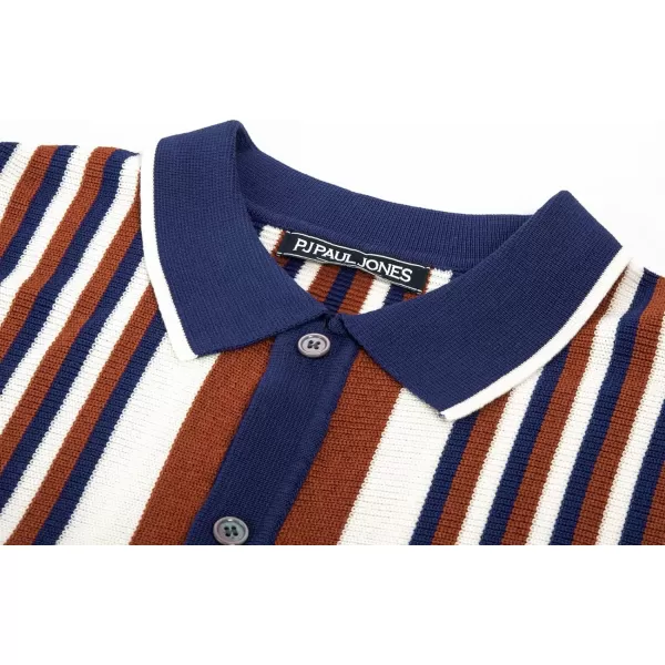 PJ PAUL JONES Men's Polo Shirts Retro Knit Shirt Vintage Striped Shirt