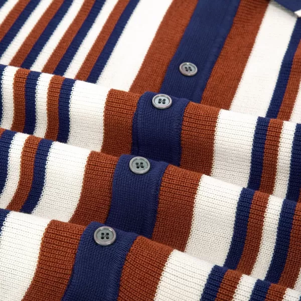 PJ PAUL JONES Men's Polo Shirts Retro Knit Shirt Vintage Striped Shirt