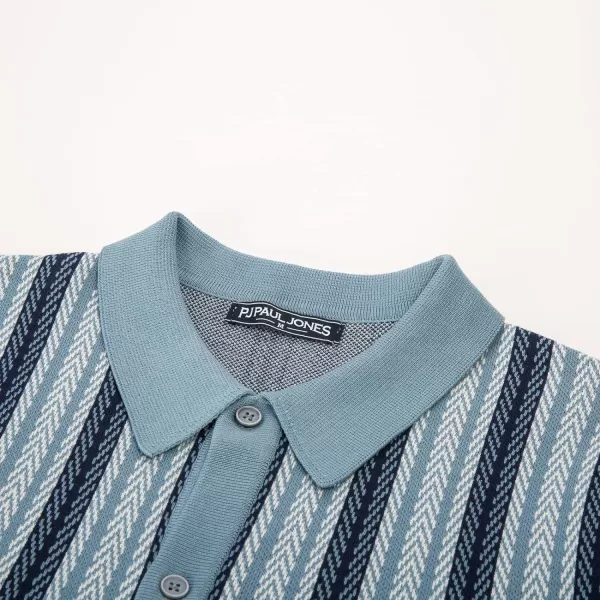 PJ PAUL JONES Men's Polo Shirts Retro Knit Shirt Vintage Striped Shirt