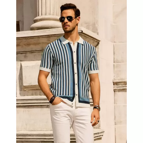 PJ PAUL JONES Men's Polo Shirts Retro Knit Shirt Vintage Striped Shirt