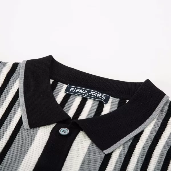 PJ PAUL JONES Men's Polo Shirts Retro Knit Shirt Vintage Striped Shirt