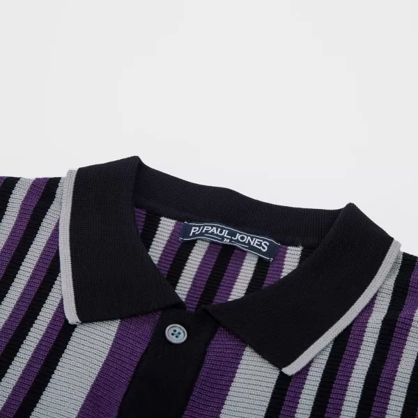 PJ PAUL JONES Men's Polo Shirts Retro Knit Shirt Vintage Striped Shirt