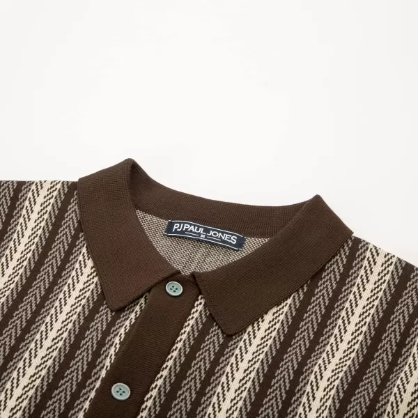 PJ PAUL JONES Men's Polo Shirts Retro Knit Shirt Vintage Striped Shirt