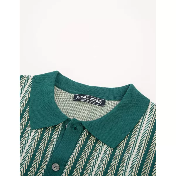 PJ PAUL JONES Men's Polo Shirts Retro Knit Shirt Vintage Striped Shirt