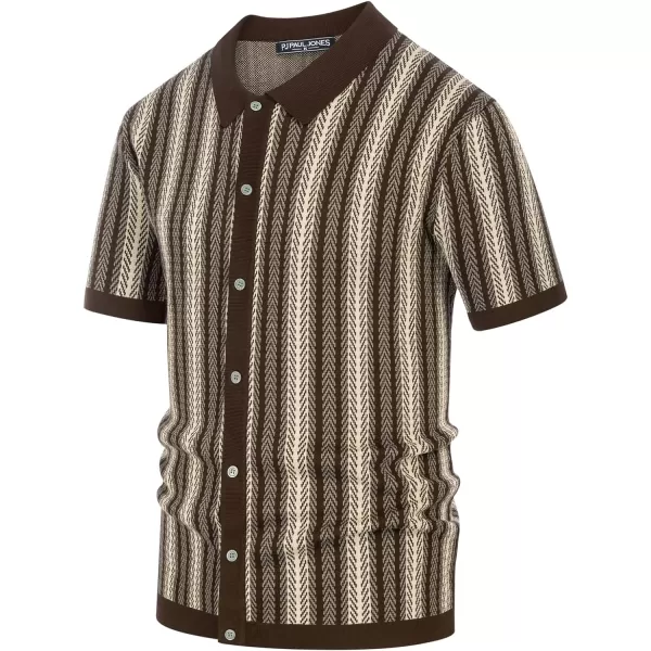 PJ PAUL JONES Men's Polo Shirts Retro Knit Shirt Vintage Striped Shirt