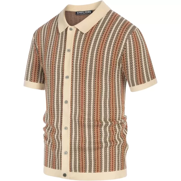 PJ PAUL JONES Men's Polo Shirts Retro Knit Shirt Vintage Striped Shirt
