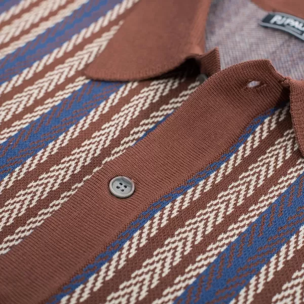 PJ PAUL JONES Men's Polo Shirts Retro Knit Shirt Vintage Striped Shirt