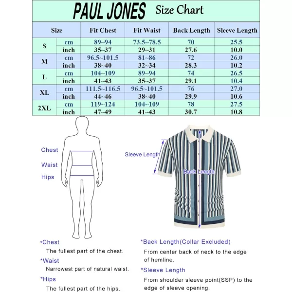 PJ PAUL JONES Men's Polo Shirts Retro Knit Shirt Vintage Striped Shirt