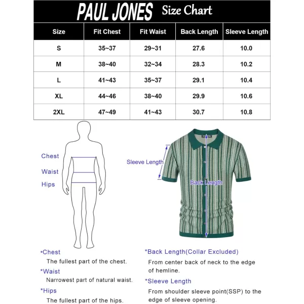 PJ PAUL JONES Men's Polo Shirts Retro Knit Shirt Vintage Striped Shirt