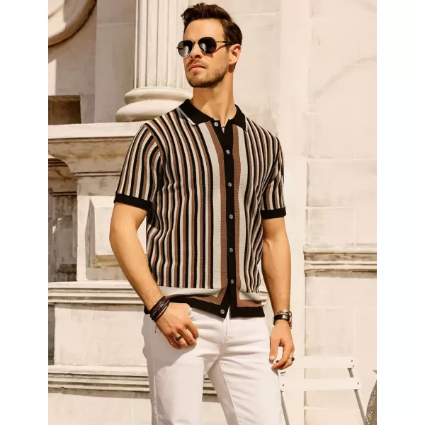 PJ PAUL JONES Men's Polo Shirts Retro Knit Shirt Vintage Striped Shirt