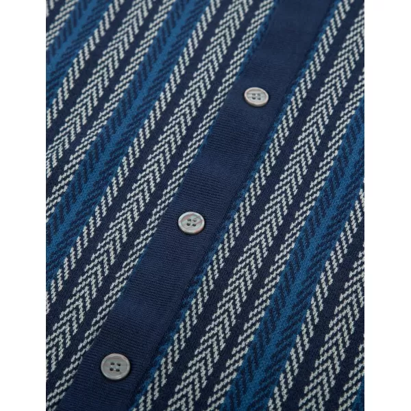 PJ PAUL JONES Men's Polo Shirts Retro Knit Shirt Vintage Striped Shirt