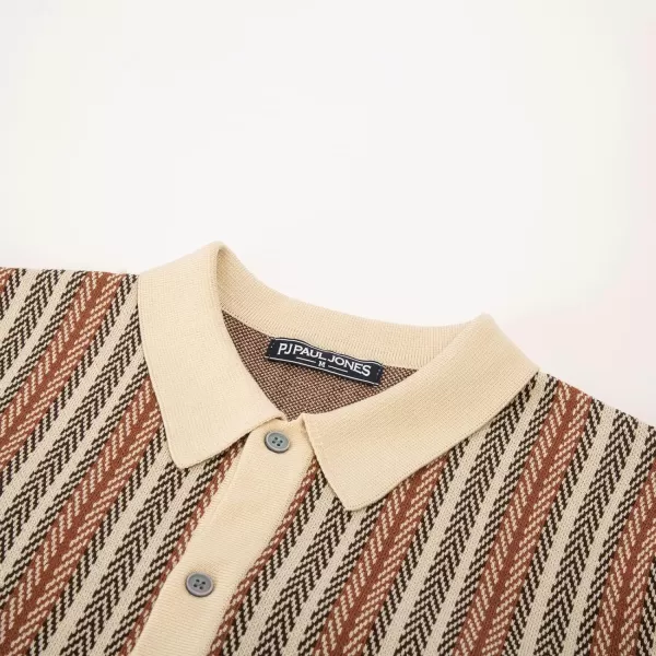 PJ PAUL JONES Men's Polo Shirts Retro Knit Shirt Vintage Striped Shirt