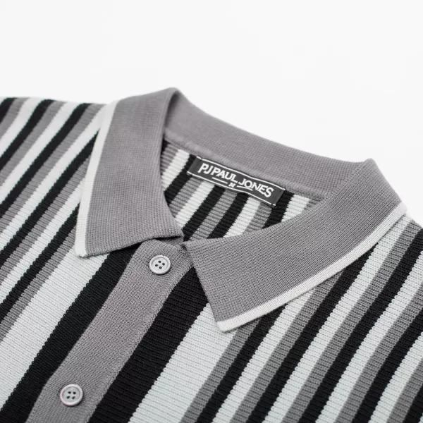 PJ PAUL JONES Men's Polo Shirts Retro Knit Shirt Vintage Striped Shirt
