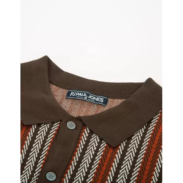PJ PAUL JONES Men's Polo Shirts Retro Knit Shirt Vintage Striped Shirt