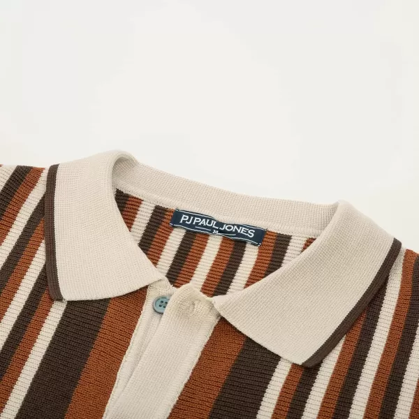 PJ PAUL JONES Men's Polo Shirts Retro Knit Shirt Vintage Striped Shirt