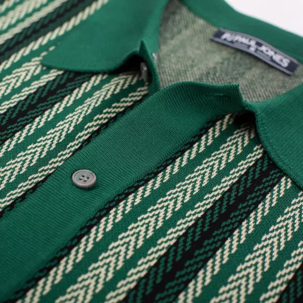 PJ PAUL JONES Men's Polo Shirts Retro Knit Shirt Vintage Striped Shirt