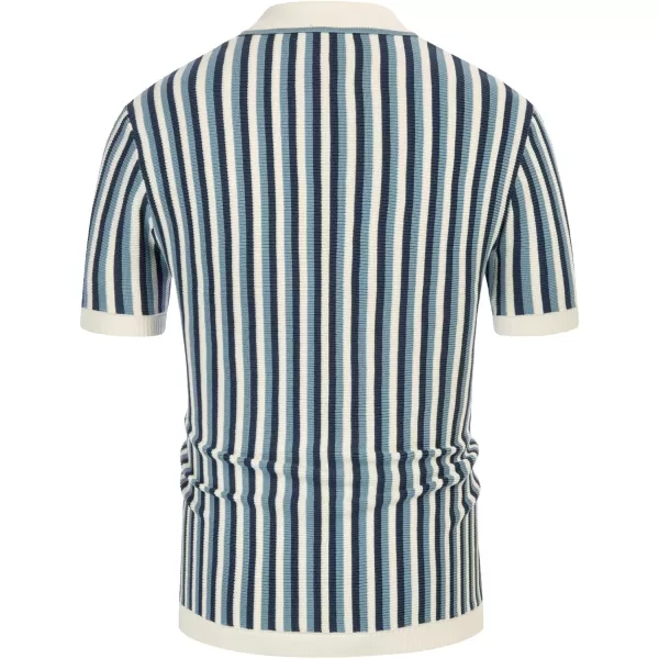 PJ PAUL JONES Men's Polo Shirts Retro Knit Shirt Vintage Striped Shirt