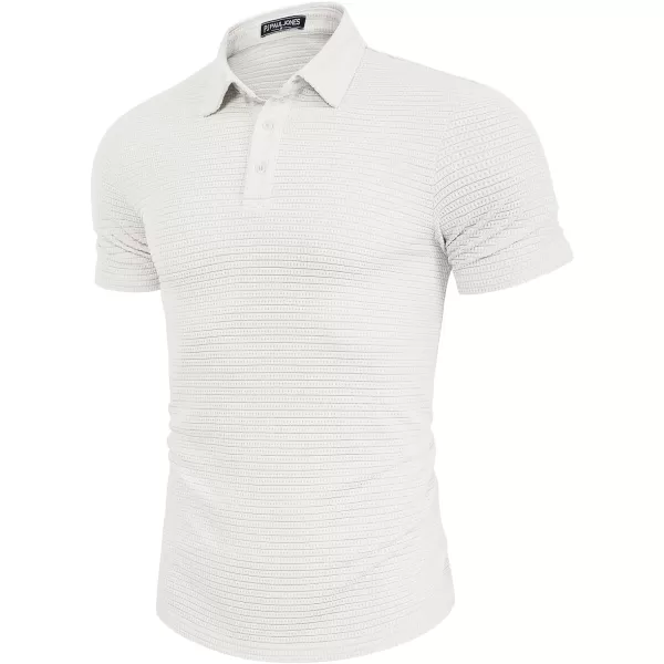 PJ PAUL JONES Men's Polo Shirts Short Sleeve Breathable Hollow Out Knit Textured Casual Shirts