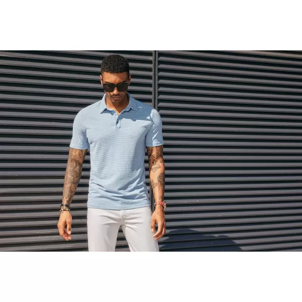 PJ PAUL JONES Men's Polo Shirts Short Sleeve Breathable Hollow Out Knit Textured Casual Shirts