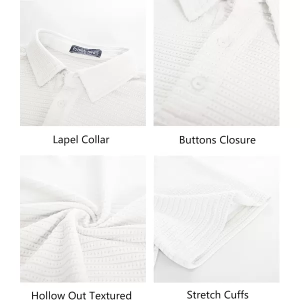 PJ PAUL JONES Men's Polo Shirts Short Sleeve Breathable Hollow Out Knit Textured Casual Shirts