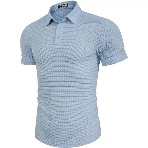 PJ PAUL JONES Men's Polo Shirts Short Sleeve Breathable Hollow Out Knit Textured Casual Shirts
