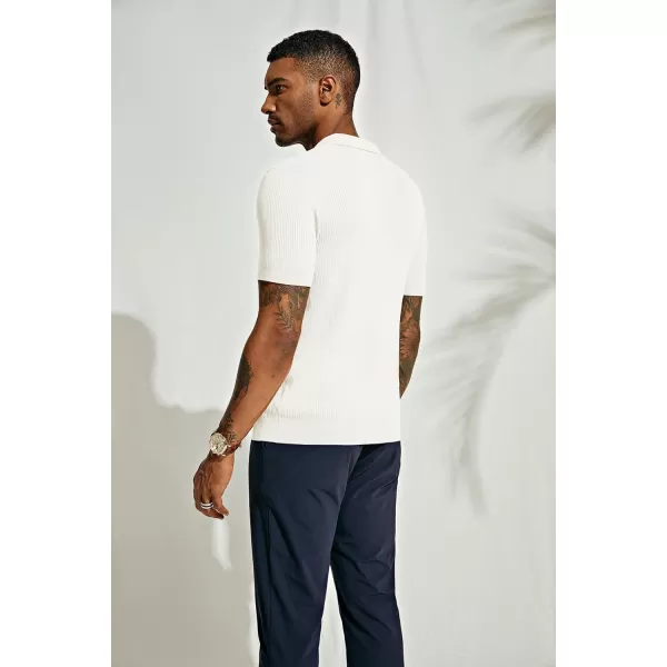 PJ PAUL JONES Mens Polo Shirts Short Sleeve Casual V Neck Ribbed Textured Knit Polo Shirt