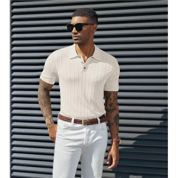 PJ PAUL JONES Mens Polo Shirts Short Sleeve Knit Wavy Textured Solid Casual Golf Shirts