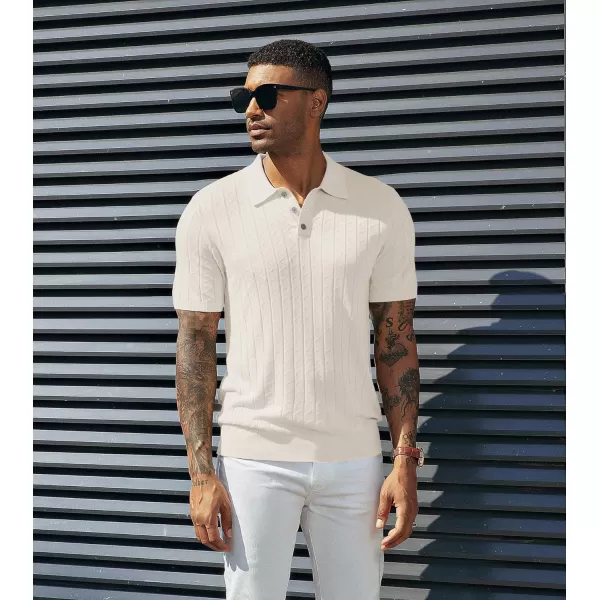 PJ PAUL JONES Mens Polo Shirts Short Sleeve Knit Wavy Textured Solid Casual Golf Shirts