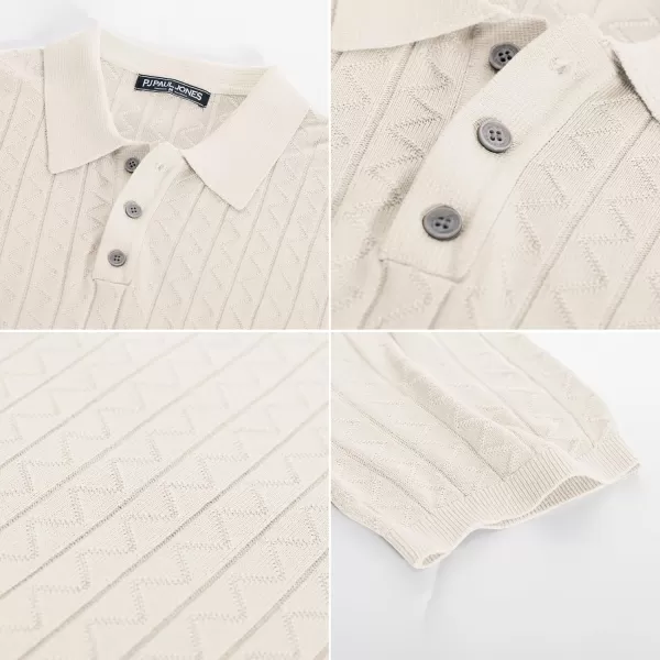 PJ PAUL JONES Mens Polo Shirts Short Sleeve Knit Wavy Textured Solid Casual Golf Shirts