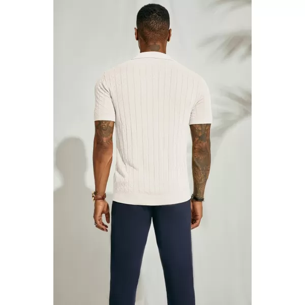 PJ PAUL JONES Mens Polo Shirts Short Sleeve Knit Wavy Textured Solid Casual Golf Shirts