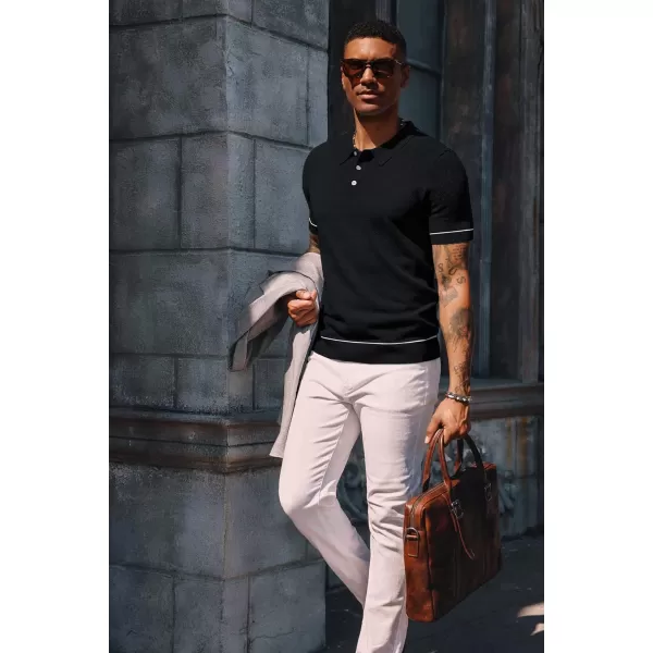 PJ PAUL JONES Mens Polo Shirts Short Sleeve Textured Knit Polo Shirts
