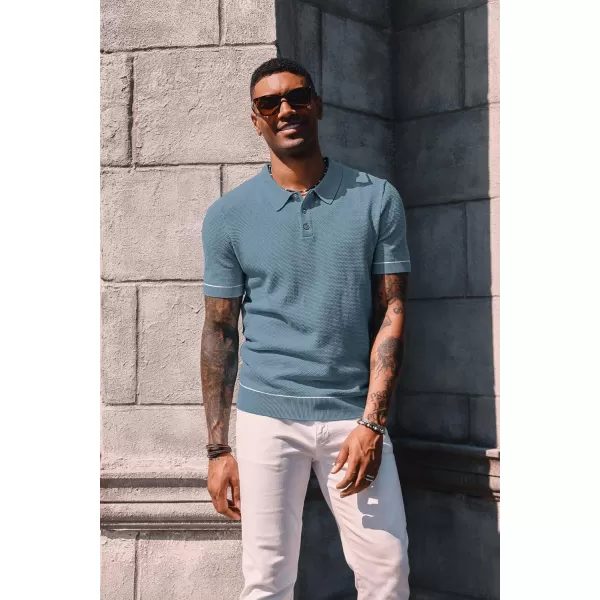 PJ PAUL JONES Mens Polo Shirts Short Sleeve Textured Knit Polo Shirts
