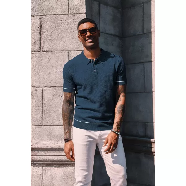 PJ PAUL JONES Mens Polo Shirts Short Sleeve Textured Knit Polo Shirts