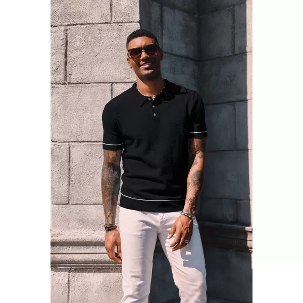 PJ PAUL JONES Mens Polo Shirts Short Sleeve Textured Knit Polo Shirts