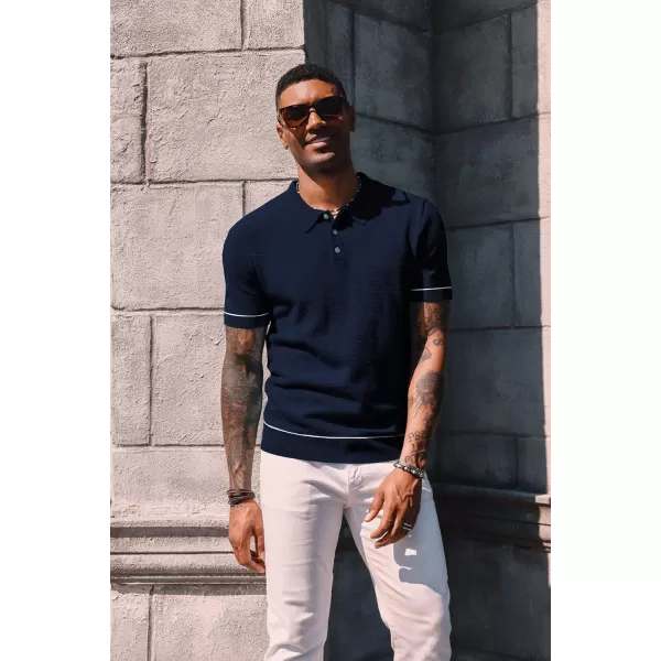 PJ PAUL JONES Mens Polo Shirts Short Sleeve Textured Knit Polo Shirts