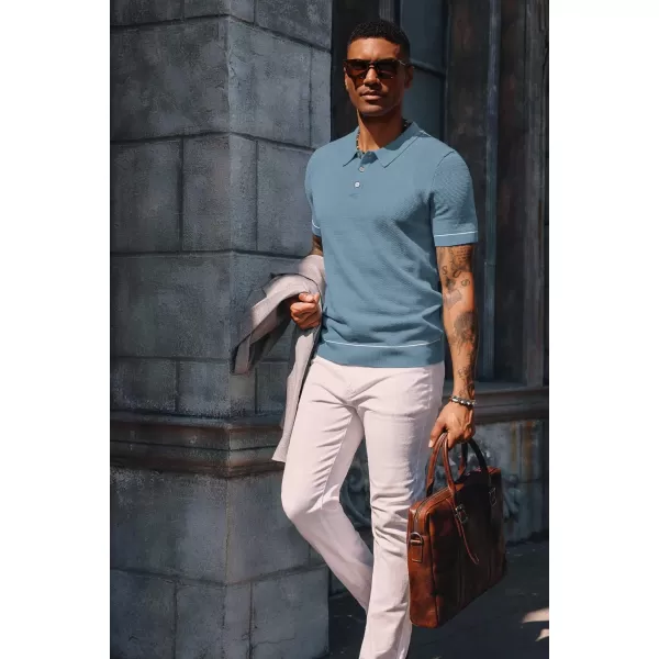 PJ PAUL JONES Mens Polo Shirts Short Sleeve Textured Knit Polo Shirts