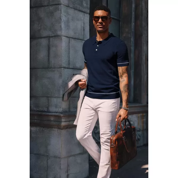 PJ PAUL JONES Mens Polo Shirts Short Sleeve Textured Knit Polo Shirts