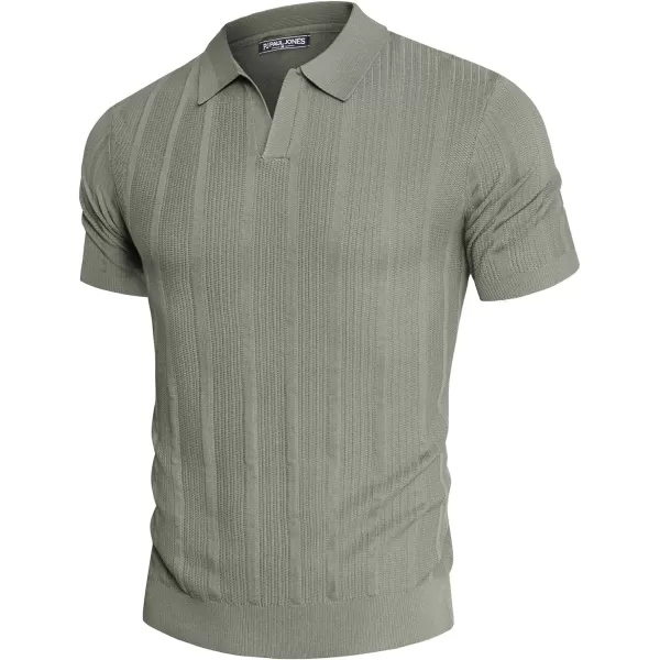 PJ PAUL JONES Mens Polo Shirts Textured Knit V-Neck Golf Polo Shirts