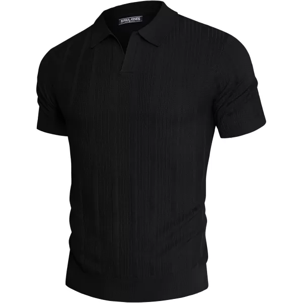 PJ PAUL JONES Mens Polo Shirts Textured Knit V-Neck Golf Polo Shirts