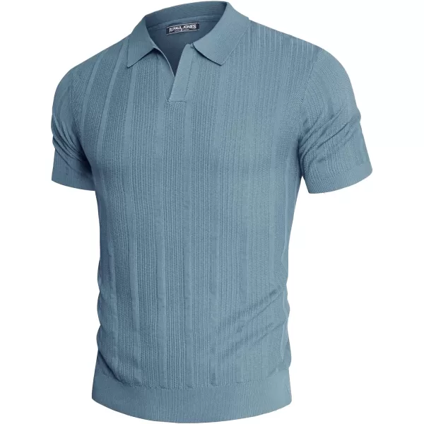 PJ PAUL JONES Mens Polo Shirts Textured Knit V-Neck Golf Polo Shirts