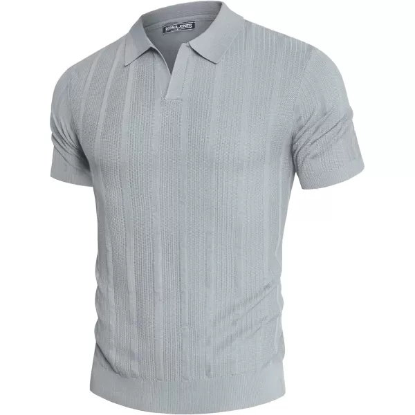 PJ PAUL JONES Mens Polo Shirts Textured Knit V-Neck Golf Polo Shirts
