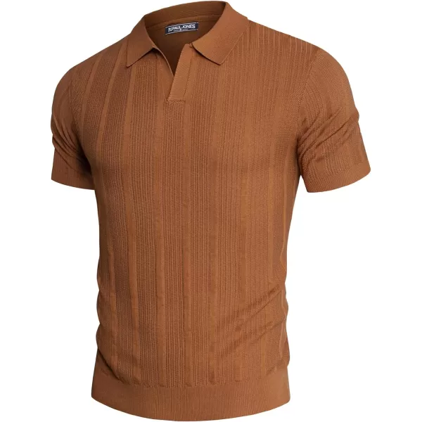 PJ PAUL JONES Mens Polo Shirts Textured Knit V-Neck Golf Polo Shirts